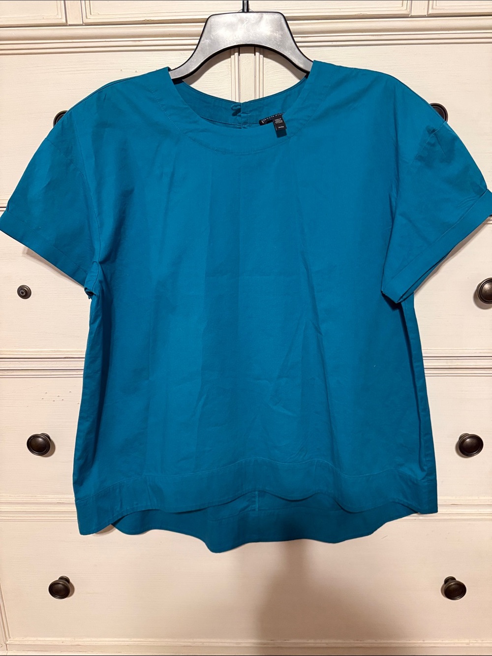 Eileen Fisher Short Sleeve Crewneck Top - Teal Blue